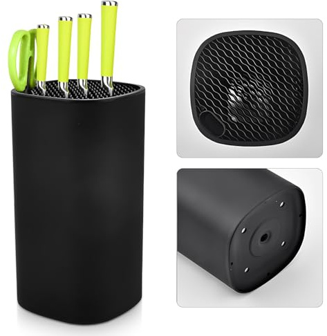 Knife Block Without Knife,Bootoow Universal Knife Block Without Knife,Knife Holder Universal Black Suitable for All Kitchen Knives and Scissors
