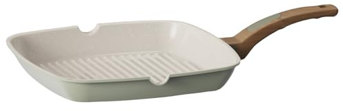 Cooksmart Signature 28cm Grill Pan, Cast Aluminium, Sage Green