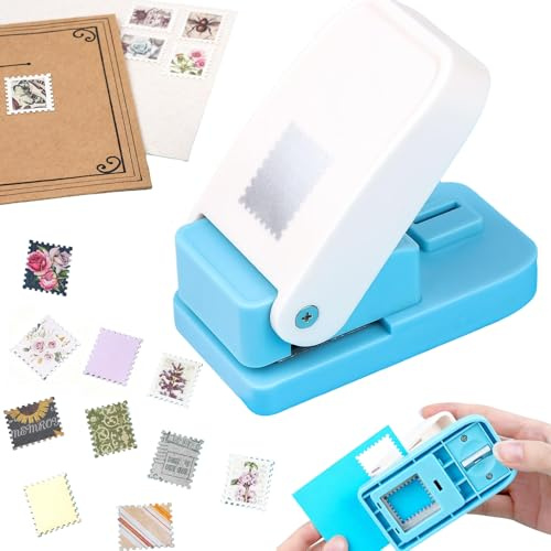 Perforadora de papel rectangular con forma de sello portátil de palanca, borde festoneado, rectangular, hecha a mano, para álbumes de recortes, manualidades