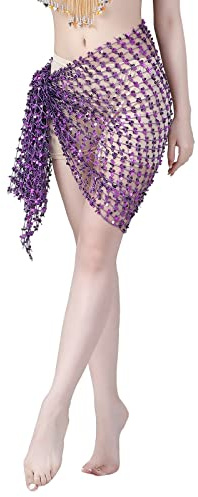 duaicnvow paljettkjol, stretchig bodycon miniklänning, guld gnistrande kjolar lager tyll tutu balettdans kjol stretchig resevänlig vardaglig klänning, Lila, one size