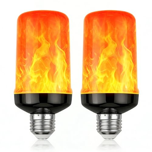 Ampoule LED flamme 4W E27, effet scintillant 1400 K, 4 modes d'éclairage (flamme/clignotement, respiration et lumière fixe) sans fumée ni chaleur, décoration intérieure/extérieure pour jardin