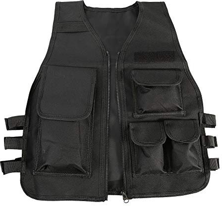 VGEBY1 Kinder Taktische Weste, Nylon Outdoor Weste Verstellbare Taktik Weste für Jagd CS Spiele Airsoft(Schwarz)