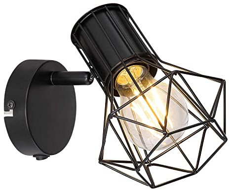 Globo Wandleuchte, Metall, Höhe 16,5 cm, Schwarz