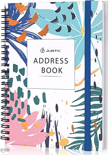 JUBTIC Address and Password Book with Alphabetical Tabs Hardcover Spiral Bound Address Organizer for Contacts,Internet Website Logins,Telephone Book Notebook Journal for Home Office,5.2 x7.7