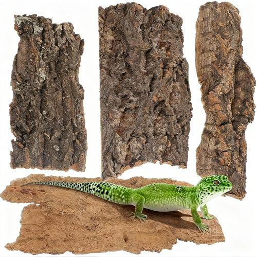 Tomaibaby 4Pcs Reptile Bark Decor, 20cm Wood Bark Hide and Climbing Platform Set for Terrarium Tank, Bearded Dragon, Gecko, Lizard, Tortoise, Snake Vivarium Background and Enclosure Accessories