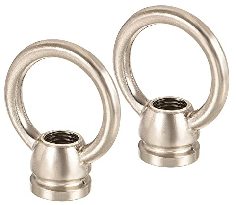 MECCANIXITY Eye Nut 15kg Max Load 36x43mm M10 Thread Ring Shape Female Loop for Hanging Lamp Chandelier, Nickle Color Pack of 2