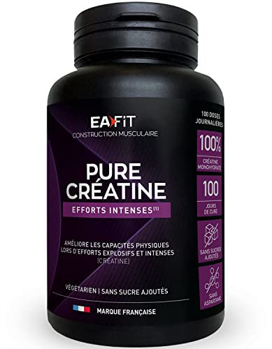 EAFIT PURE CREATINE MONOHYDRATE MICRONISÉE 308g - 90 Jours - Creatine Monohydrate Poudre - Musculation Homme - Prise de Masse - Augmente les Performances Physiques - Preworkout Booster Puissant