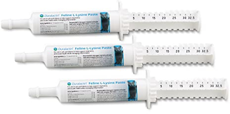 PRN Pharmacal Duralactin Feline L-Lysine Paste - Supports Joint, Respiratory & Eye Health Supplement for Cats - Paste Formula - 1 fl oz (3 Pack)