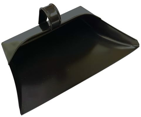 Recogedor de metal resistente, diseño industrial, grande, negro, con capucha, de metal, también adecuado para residuos cálidos, 12 pulgadas/310 mm para interiores y exteriores