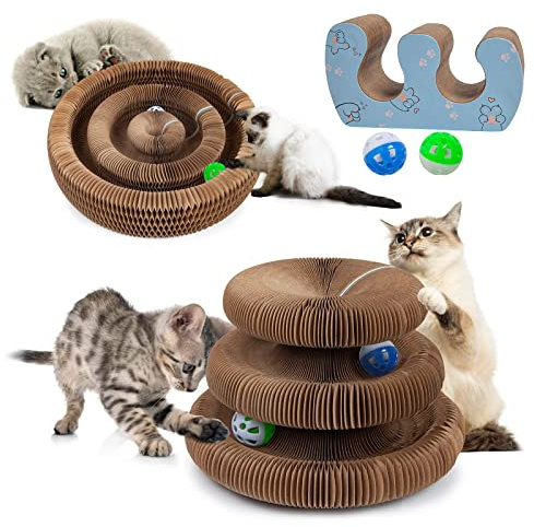 Double-Layer Kitty Kurlz Cat Toys, Shape-Shift Accordion Scratchers