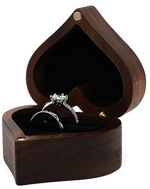 AWOCAN Ring Box Handmade Wood Ring Box for Proposal,Engagement,Wedding, Ceremony,Bearer,Display Storage Box,Ring Storage Box Engagement Gift (Double)