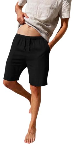 Zetieny Herr Sportshorts Linneshorts Sommarshorts Lättvikts Fitness Träningsshorts Herr Casual Byxor med Dragsko Och Fickor