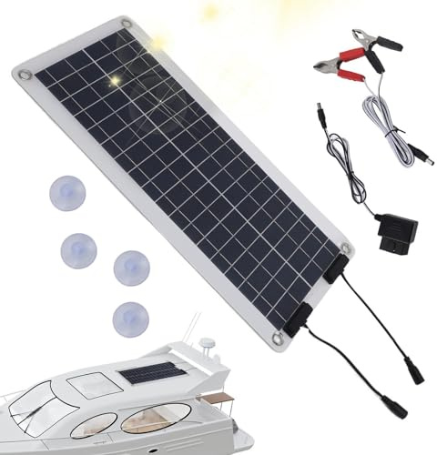 Mainteneur De Chargeur De Batterie Solaire De Voiture,Mainteneur De Batterie Solaire,Chargeur d'entretien étanche 100 W - Mainteneur de Batterie Solaire, Double Sortie, pour Voiture 12V-24V,