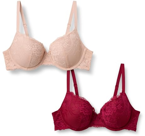 Amazon Essentials Mujer Sujetador con Relleno y Aros de Copa Completa con Encaje Elástico