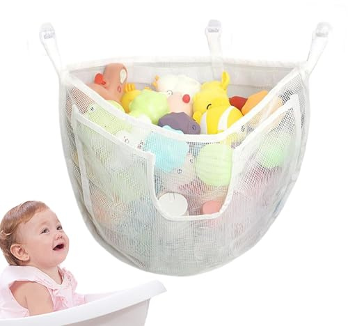 Zwpontia Bathtub Toy Storage,Bath Toy Organizer - Mesh Large Capacity Baby Bin for Kids Shower Toyroom Dorm Cupboard Home Kitchen Living Room Bathroom Swimming