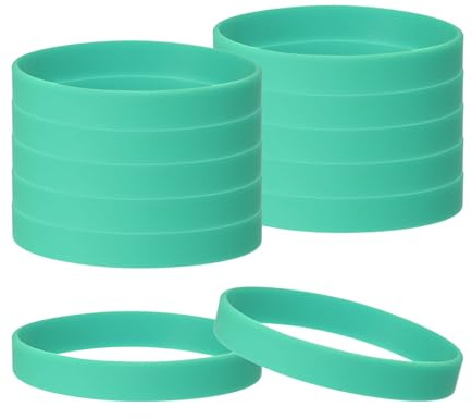 TIXIPEM Rubber Bracelets [12PCS] - Silicone Wristbands Solid Color Bracelets Use for Men Women Teen & Sports Team & Events & Gym - [Bright Green-8.3IN Cir] Blank Rubber Sports Bands