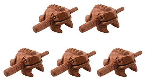 GNURBDILFO 5X Carved Croaking Wood Percussion Musical Sound Wood Frog Tone Block Toy