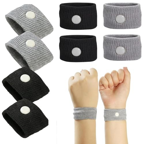 4 Pairs Travel Sickness Bands, Motion Sickness Wristbands for Kids and Adults-Motion Sickness Bands-Anti Nausea Wristbands-Nausea Bands for Morning Car Travel Sea Sickness