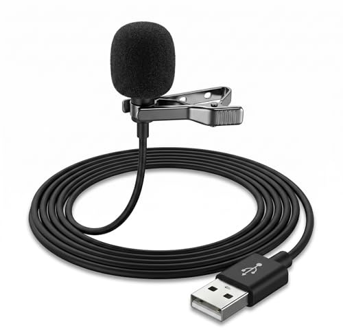 1 Micrófono USB para PC, Mini Micrófono de Solapa Plug & Play 1,5 m