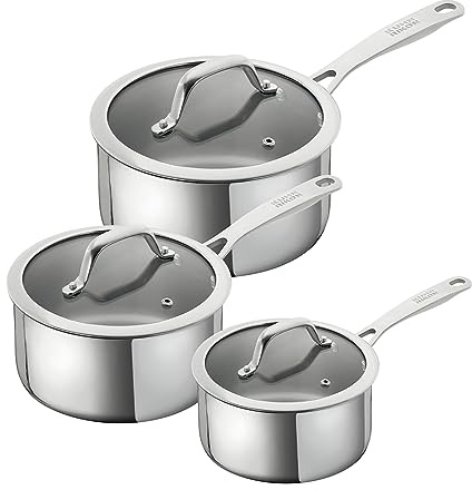 Kuhn Rikon Allround 3 Piece Saucepan Set, 16cm/1.5L, 18cm/2.3L, 20cm/3.1L. Oven Safe Pots and Pans Set. Dishwasher Safe Cooking Pots. Induction Hob Pan Set – Lifetime Kuhn Rikon Cookware Guarantee