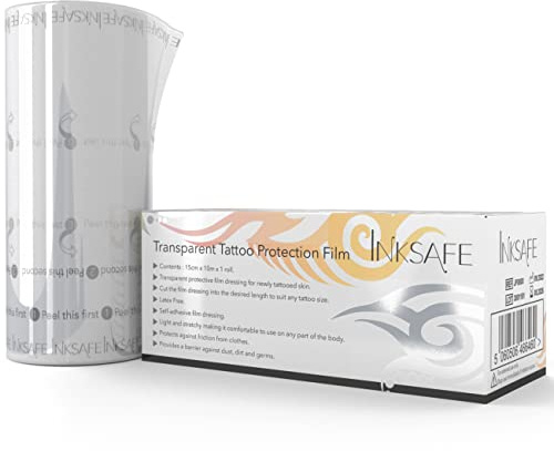 Inksafe Transparent Tattoo Protection Film 15cm x 10m x 1 Roll – Adhesive Aftercare Fixation Bandage for Fresh Tattoos