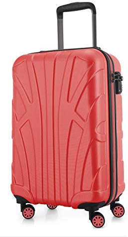 Suitline Valise Cabine 55 x 35 x 20 cm (34 L) ABS Rigide avec Serrure TSA 4 Roues Doubles poignée télescopique légère Bagage Cabine Voyage Affaires, Corail
