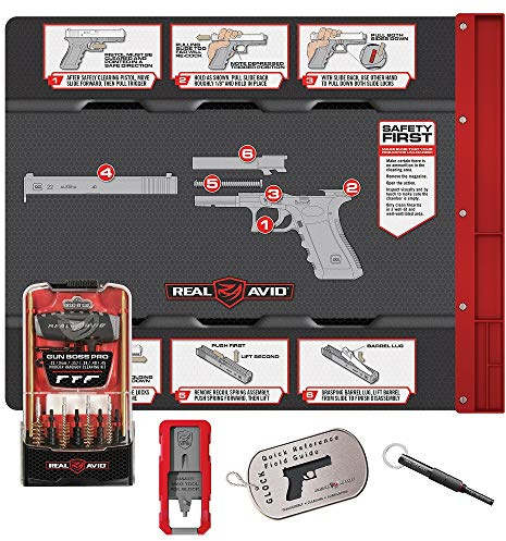 Real Avid Pro Pack for Glock | Glock Accessories Kit Includes 19x16 Gun Cleaning Mat, Multi-Caliber Handgun Cleaning Kit, 2-in-1 Tool for Glock Sights & Pins + Glock Magazine Tool | Gun Cleaning Kit