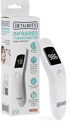 Dr. Talbots kontaktfri infraröda termometer med LED-skärm, febervarningsindikator, exakt 1 S-läsning för baby, barn, vuxna, vit