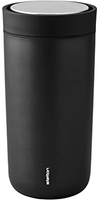 Stelton To-Go Click - Thermobecher, doppelwandige Isolierflasche - Rostfreier, auslaufsicherer Kaffeebecher/Teebecher mit Smart-Click-Deckel - Heiße & kalte Getränke - 0,4 Liter, Schwarz