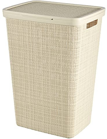 Curver Wäschesammler aus Jute, rechteckig, 70% recycelt, 58 l, cremefarben