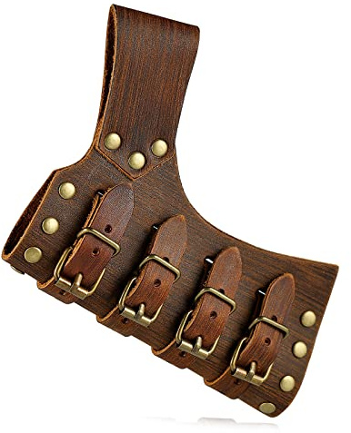 HZMAN Viking Leather Sword Frog LARP Renaissance Costume Accessory Rapier Knight Sword Holster (Brown)