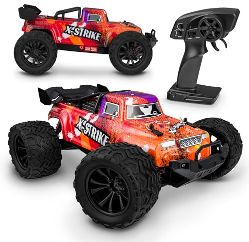 Overmax X-Strike 1:16 RC Monstertruck 30 km/h – 2,4 GHz Radiostyrd 4WD Offroad-Bil med LED-Ljus, Terrängdäck, Oberoende Fjädring, 100 m Räckvidd, 2 × Batterier, 20 min Körning – för Barn och Vuxna