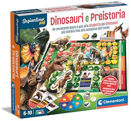 Clementoni - 16599 - Sapientino più - Quiz su Dinosauri E Preistoria - Gioco da Tavolo Educativo per Bambini dai 6 Anni (Gioco in Italiano), Made in Italy