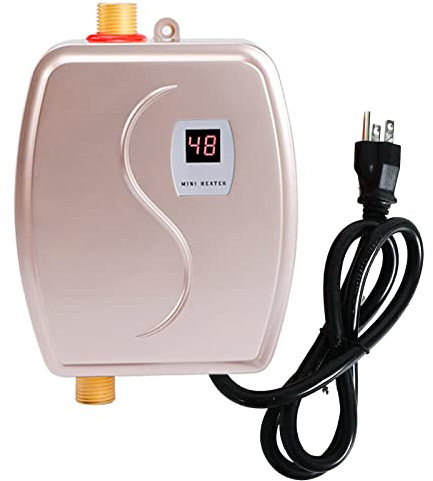 Mini scaldabagno elettrico senza serbatoio, scaldabagno istantaneo piccolo 110 V 3000 W, scaldabagno con presa sotto il lavandino su richiesta con display digitale LCD for rubinetto lavello della cuci
