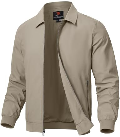 Rdruko Men's Lightweight Smart Casual Lapel Jacket | Outdoor Windbreaker Spring Autumn Water Resistant Jackets with 3 Pockets for Sport Work Walking Hiking Golf Running