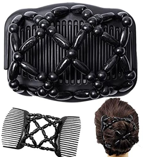 Visxcnu 2PCS Estirar Combs,Magic Hair Combs,Pinza de Pelo Elástica Doble Clips,Peinetas Elásticas de Pelo para Mujer Moda Mágica Peine para el Cabello Mágico,para Cabello Largo Corto y Rizado