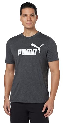 PUMA Unisex ESS No. 1 Logo Heather Tee T-Shirts, Dark Gray Heather,