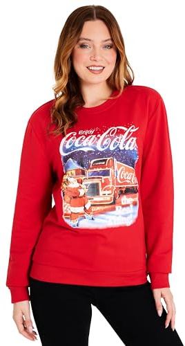 Coca-Cola Maglione Donna, Maglioni Natale Adulti e Adolescenti, Regali Originali (Rosso, M)
