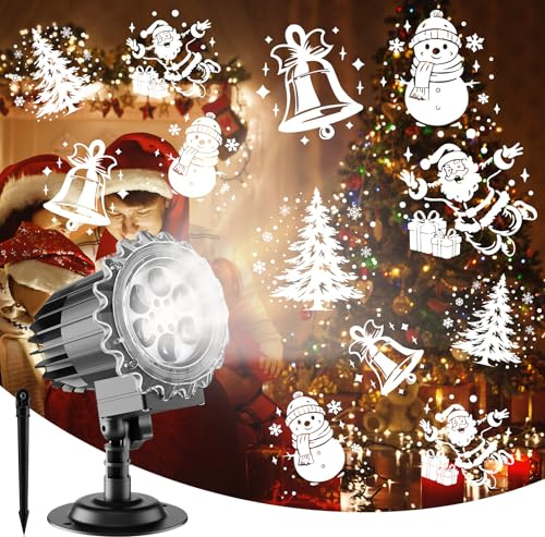 Christmas Projector Lights - Upgrade Projector Light Christmas Outdoor, IP65 Waterproof Outdoor Indoor Holiday Projection Lamp Decoration for Christmas Xmas Holiday, New Year, Party