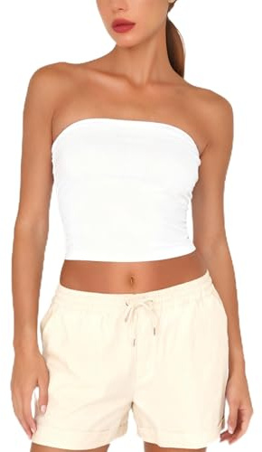 Women Tube Tops Strapless Crop Tops Basic Backless Sleeveless Going Out Outfits Clothes