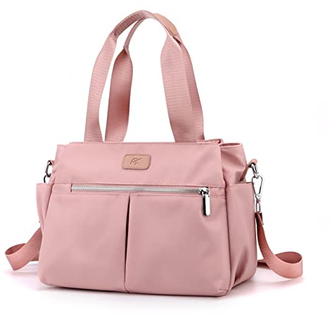 DOURR, Borsa Hobo da donna in tela, a tracolla, con scomparti multipli, Rosa, Medium