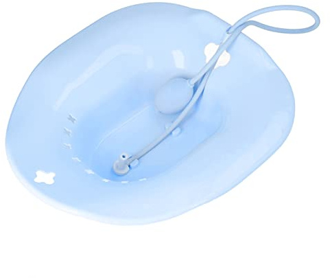 Sitz Bath, Sitz Bath Universal Squat Toilet Bath with Flusher Shells & Creams for Postpartum Care Hemorrhoids (Blue)