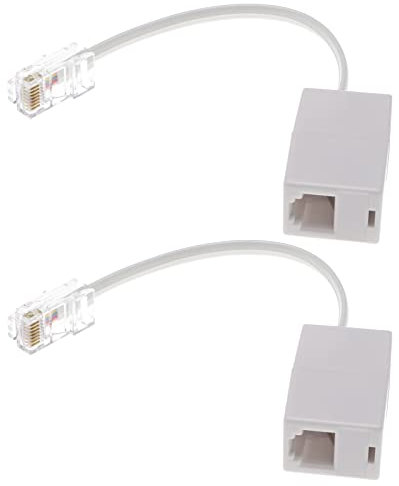 eMagTech 2 adaptadores convertidores RJ11 a RJ45, divisor de teléfono, J11 (6P4C) hembra a RJ45 (8P8C) macho, cable Plug and Play, 145 mm, color blanco