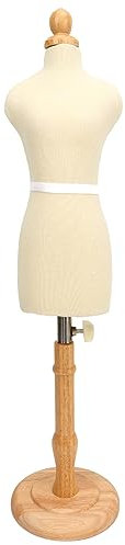 PenRux Dress Form, Adult Women's Mannequin, Beechwood, Canvas, Height Adjustable, Round Wood Base, Clothing Display, Sewing, Photographing