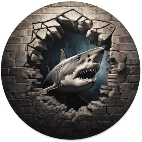 Rundes Strandtuch, Hai durch die Wand, bedruckt, Reisedecke, personalisierte Decke, Yoga-Decke, Mikrofaser, Strandtuch, dicke Tischdecke, Unisex