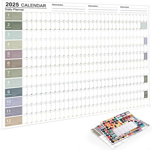 XXL Jahresplaner 2025 Wandkalender (74.2 x 52.5 cm) GEFALZT in Poster Größe. Querformat, gefaltet：Wandplaner, Jahreskalender, Plakatkalender. 1 Stück