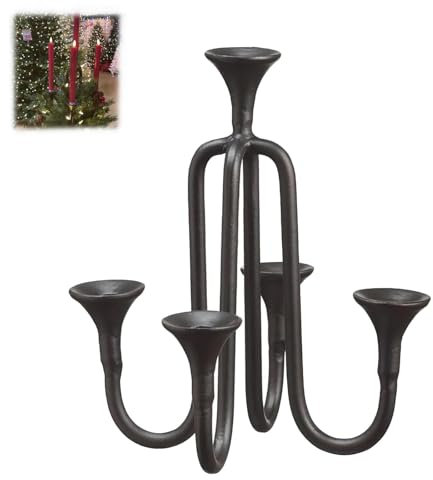 Christmas Candle Holder for Pillar Candles, Black Candle Holders Tree Topper, Aluminum Large Candelabra Topper Decorations Light up Christmas Tree, Tall Candleholder for Christmas Tree Ornament (A)