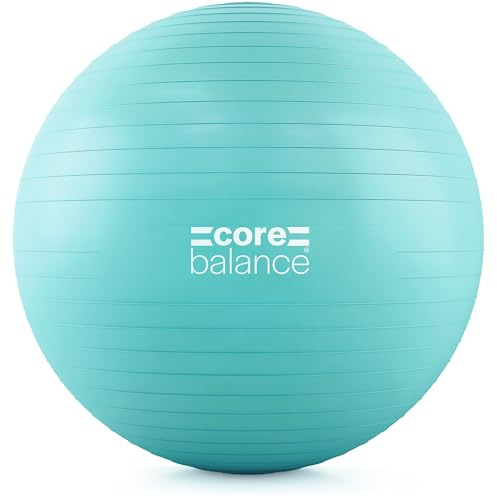 Core Balance Exercise Ball for Workouts, Anti-Burst and Slip Resistant, Swiss Yoga Ball for Pregnancy, Stability, Fitness and Physical Therapy, 4 Sizes, with Pump (18 / 45cm Teal)