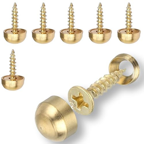 8 Sets Mirror Screws, 12mm Gold Brass Screw with Chrome Cap Washers, Stainless Steel Mirror Screws Decorative Caps Cover Nails for Furniture Fixing(Mirror, Photo Frame Fixing etc)