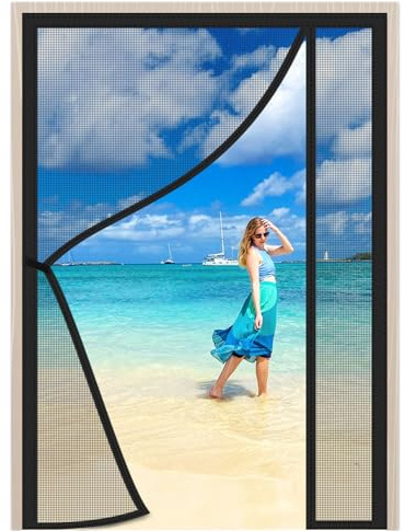 Zanzariera Magnetica Apertura Laterale Nero 90x250cm Zanzariera Porta Finestra Si Chiude da Sola Anti Insetti Mosche Zanzare per Porte di Soggiorno Camera